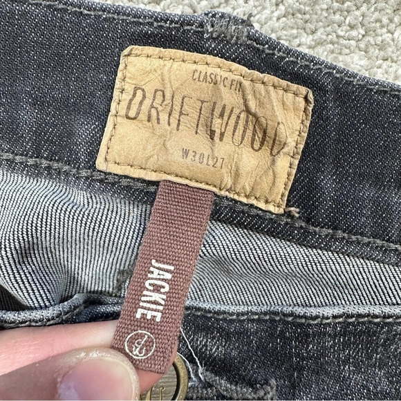 Driftwood Jackie Embroidered Hem Stretch Skinny Jeans Mid Rise in Dark Gray 30 - Picture 11 of 16